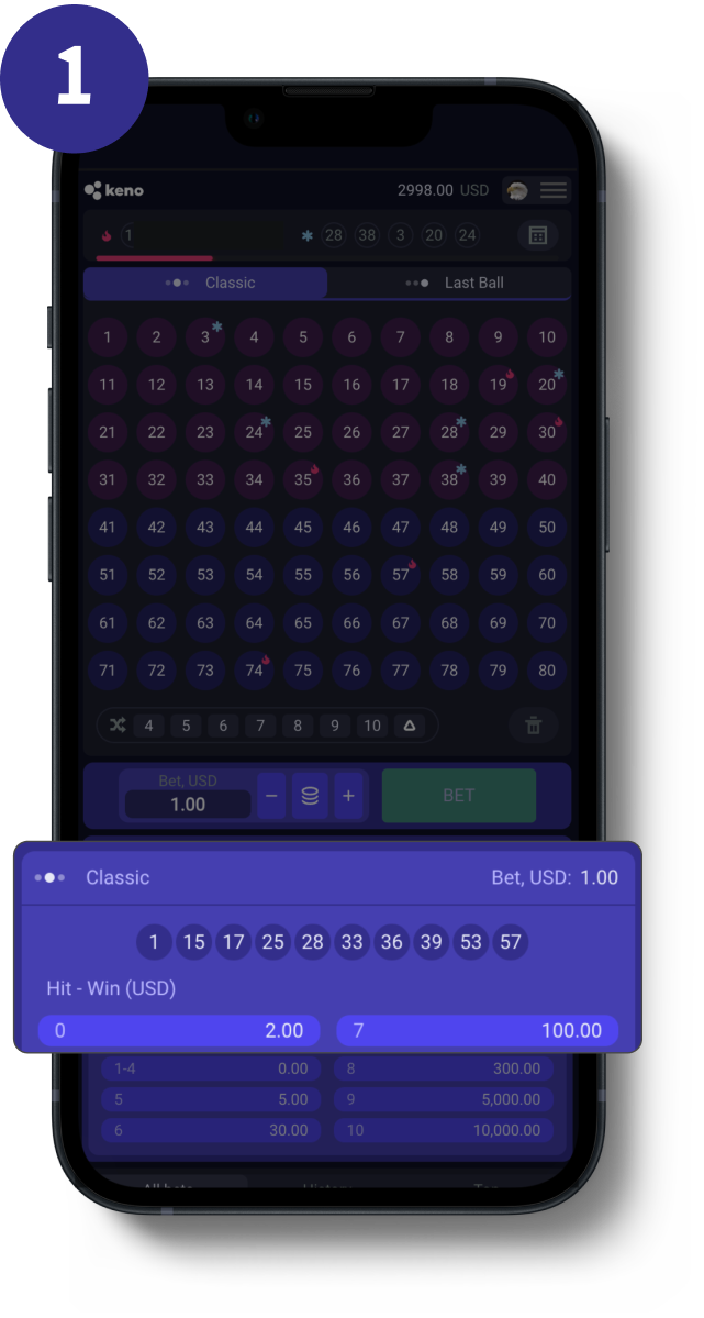 Multi Keno gameplay screenshot
