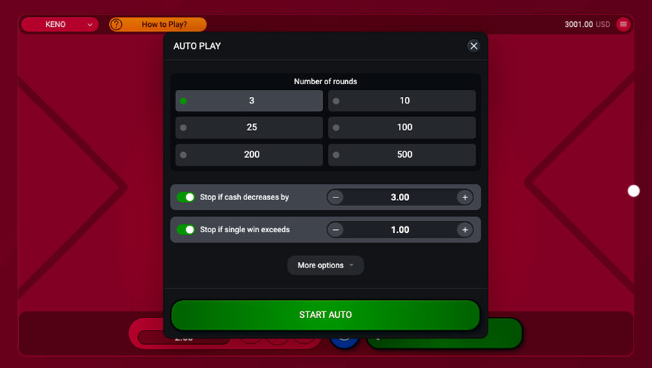 Keno gameplay screenshot